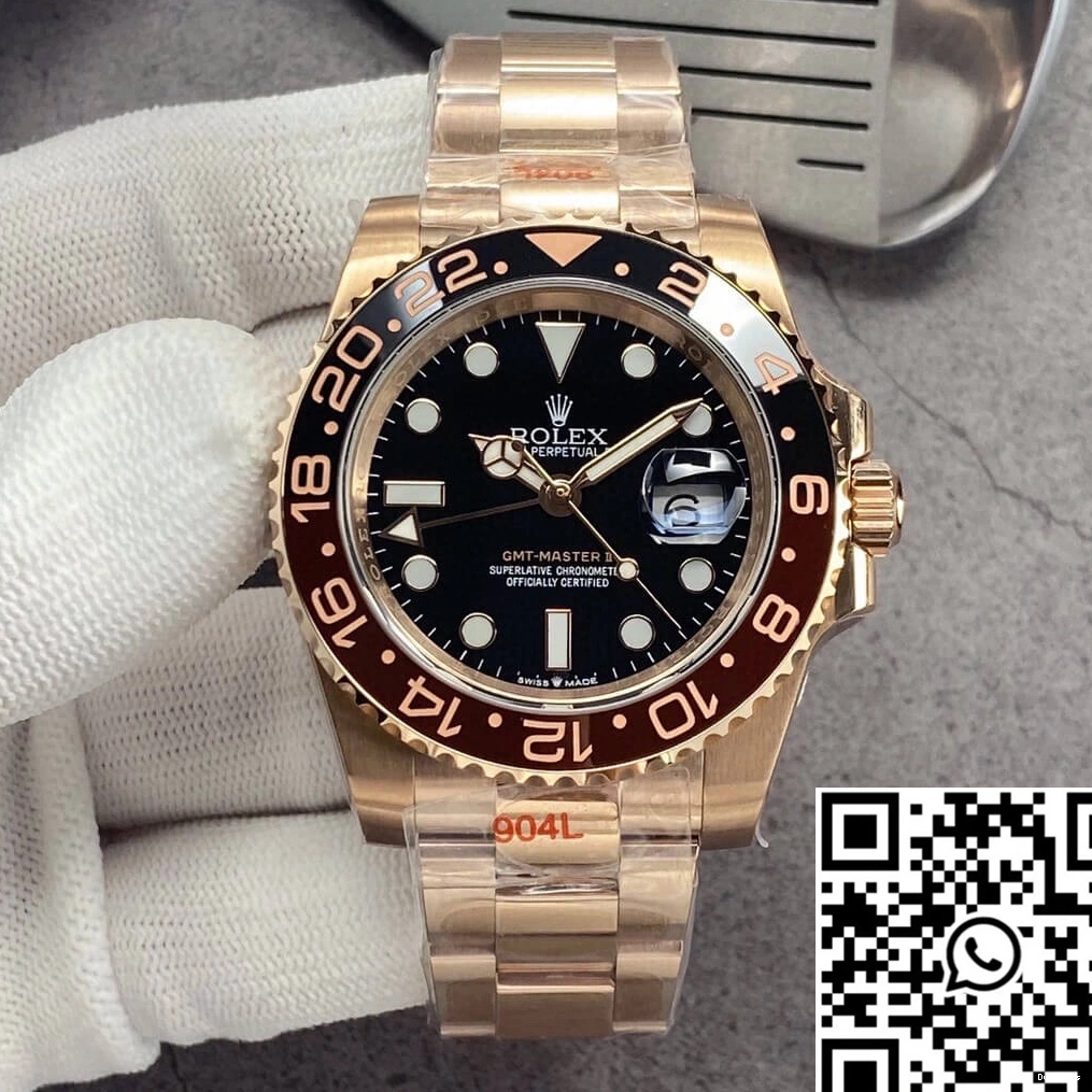 126715CHNR-0001 Dial GMT GM Gold Black Factory Master II Rose Rolex 1006